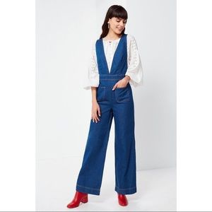 BDG Eleanor Plunging Blue Denim Jumpsuit